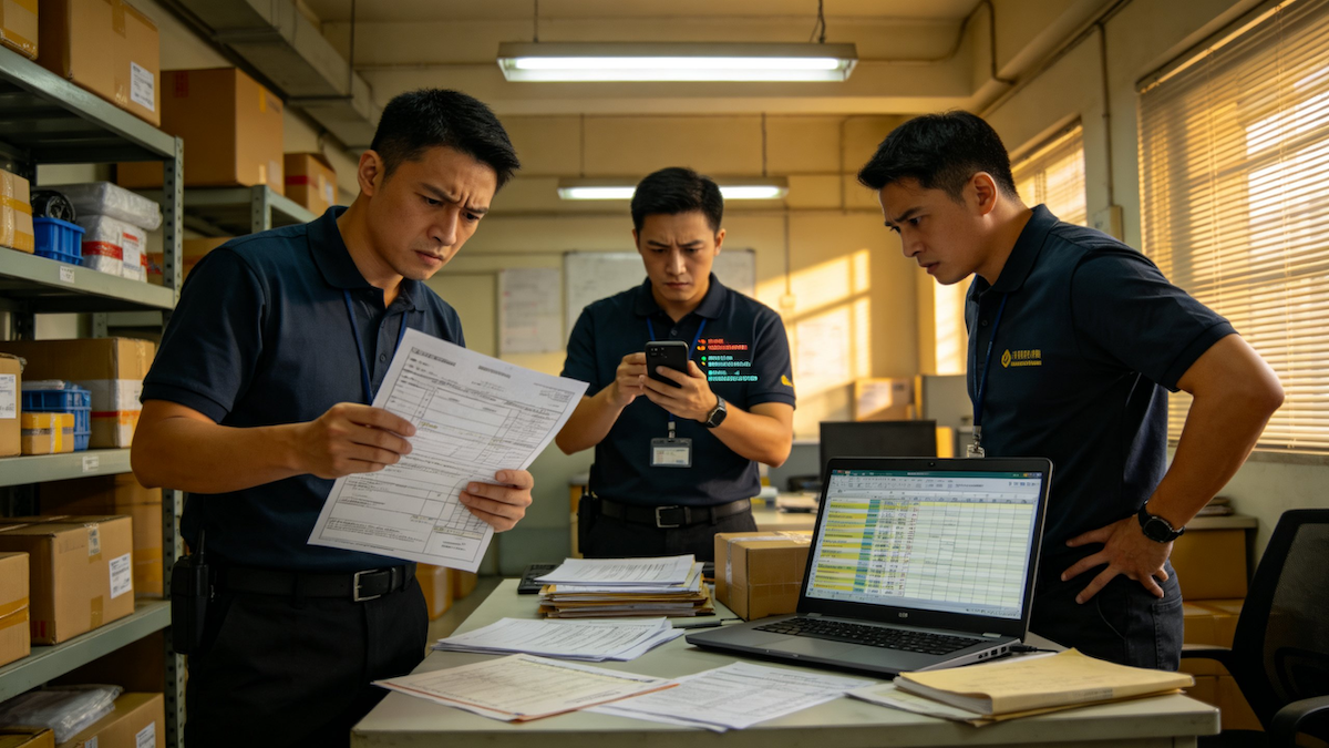 營運團隊同時看紙單、手機訊息和電腦版本，出現版本混亂